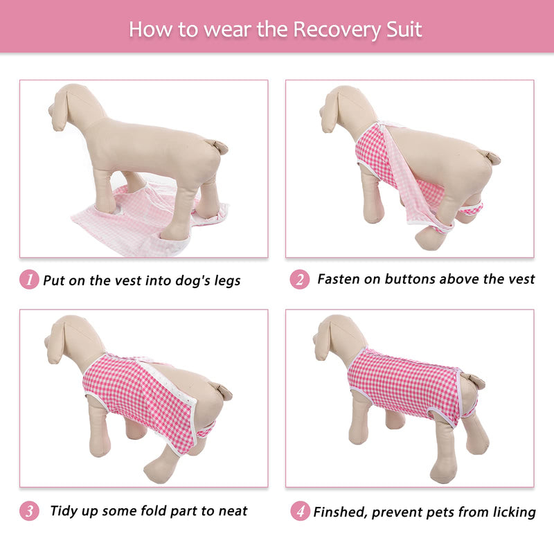 Kuoser Surgical Recovery Suit for Dogs Cats, Pet T-Shirt After Surgery Wear for Dogs, Dog Professional Recovery Suit Comfortable E Collar Alternative, Prevent Licking Onesies Pet Surgery Recovery Suit Medium (Pack of 1) Pink - BeesActive Australia
