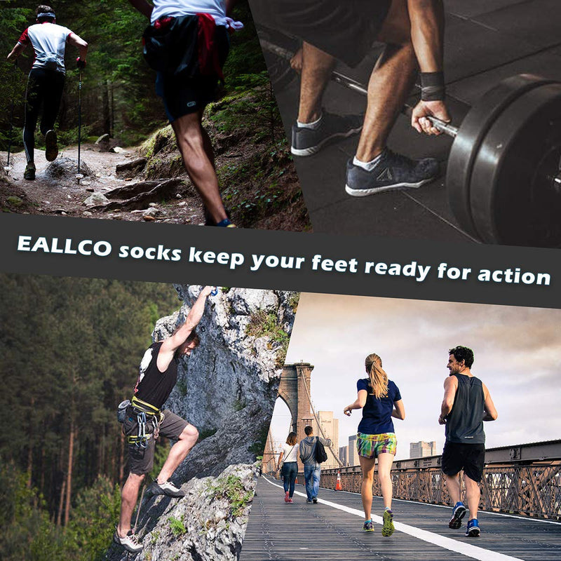 Eallco Mens Ankle Socks Low Cut Athletic Cushioned Running Tab Socks 6 Pack Black 6 (Fits Mens Shoe Size 6-12) - BeesActive Australia