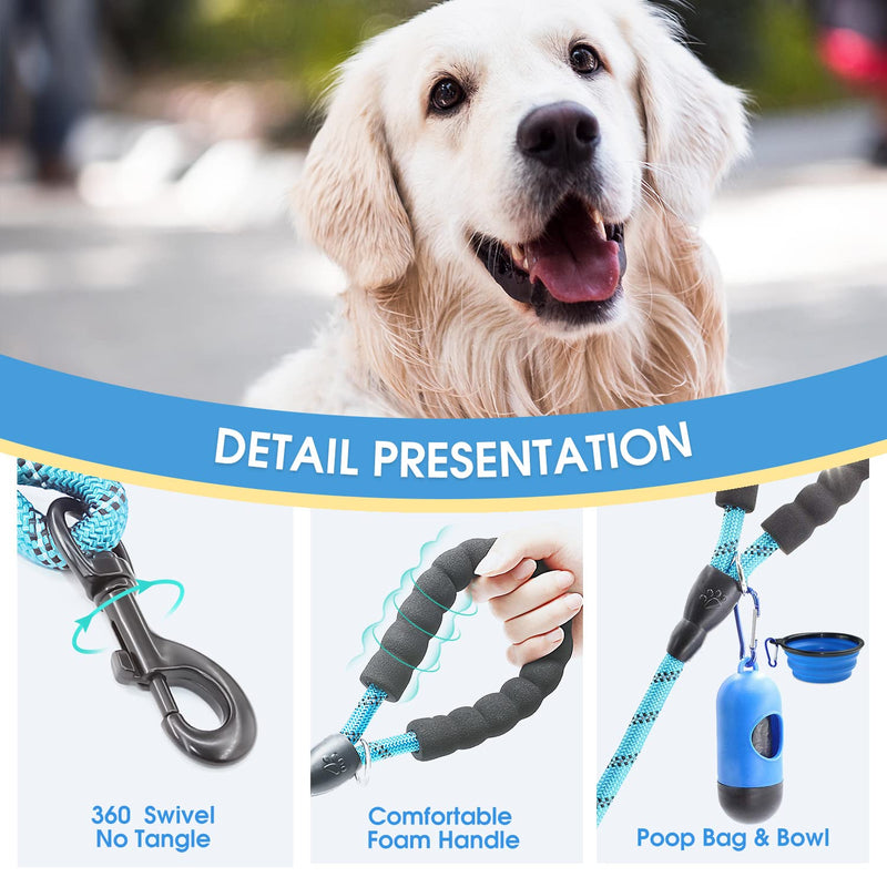 BAAPET 2 Packs 5/6 FT Dog Leash with Comfortable Padded Handle and Highly Reflective Threads Dog Leashes for Small Medium and Large Dogs 1/2'' x 5 FT (18~120 lbs.) Blue+Pink - BeesActive Australia