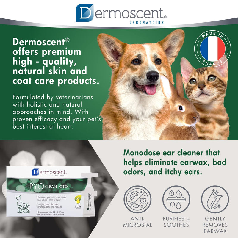 Dermoscent Pyoclean OTO Dog Ear Cleaner - Drops to Stop Head Shaking, Itchy & Waxy Ears - Non-Toxic - Ear Cleaning Solution for Dogs - BeesActive Australia
