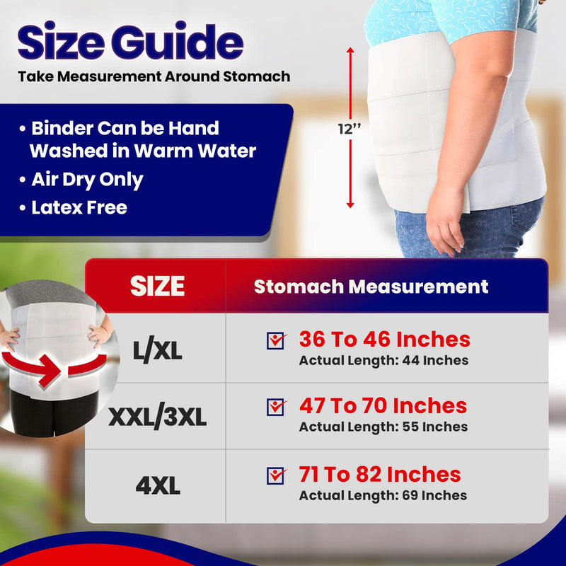 Armstrong Amerika Wide Abdominal Binder Belly Wrap – Plus Size Postpartum Tummy Tuck Belt Provides Slimming Bariatric Stomach Compression or to Help Hernia or Post Surgery Healing & Support (XXL) XXL (Pack of 1) - BeesActive Australia