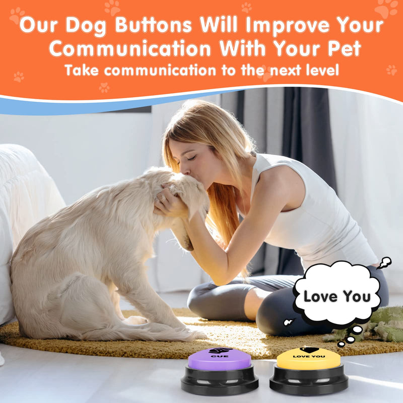 DCIAER Dog Buttons for Communication,Talking Buttons for Dogs,6 Recordable Sound Buttons + 24 Scene Patterns + Dog Button Mat，30 Second Recordable Answer Buzzer for Pet Sound Training Toy - BeesActive Australia