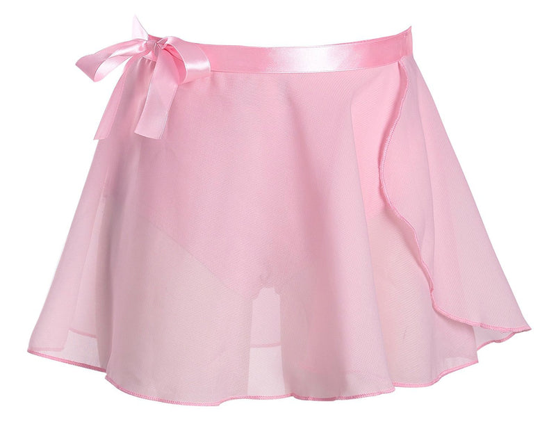 [AUSTRALIA] - Girls Team Basics Long Sleeve Dance Leotard with Wrap-Round Skirt Ballet Costume Dress 140 (6-8 T) A_pink 