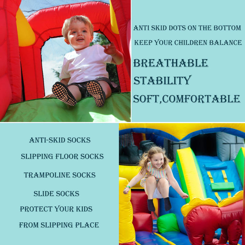 [AUSTRALIA] - Kids Anti-Skid Socks Trampoline Children's Slide Gripper Socks For Teenagers Black*2+navy Blue*2 6-9 years old Kids Size 