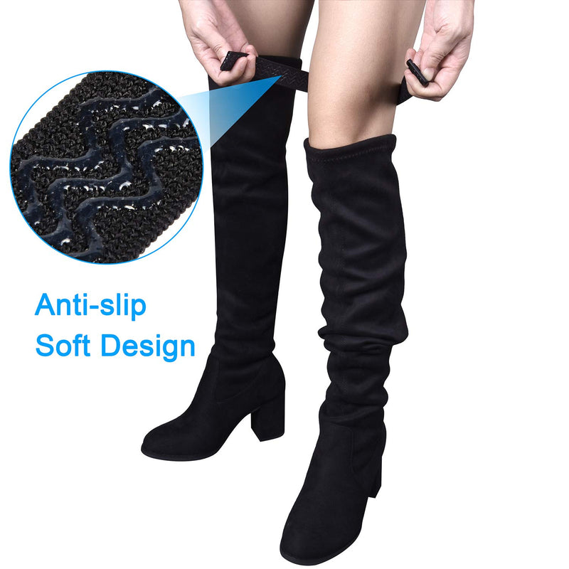 [AUSTRALIA] - Wisdompro Boot Straps, 1 Pair Knee Boot Straps of Elastic Adjustable Belt, Plus Extra 12 Pcs Adhesive Tape Hook Sticker for Fall-Off Prevention 