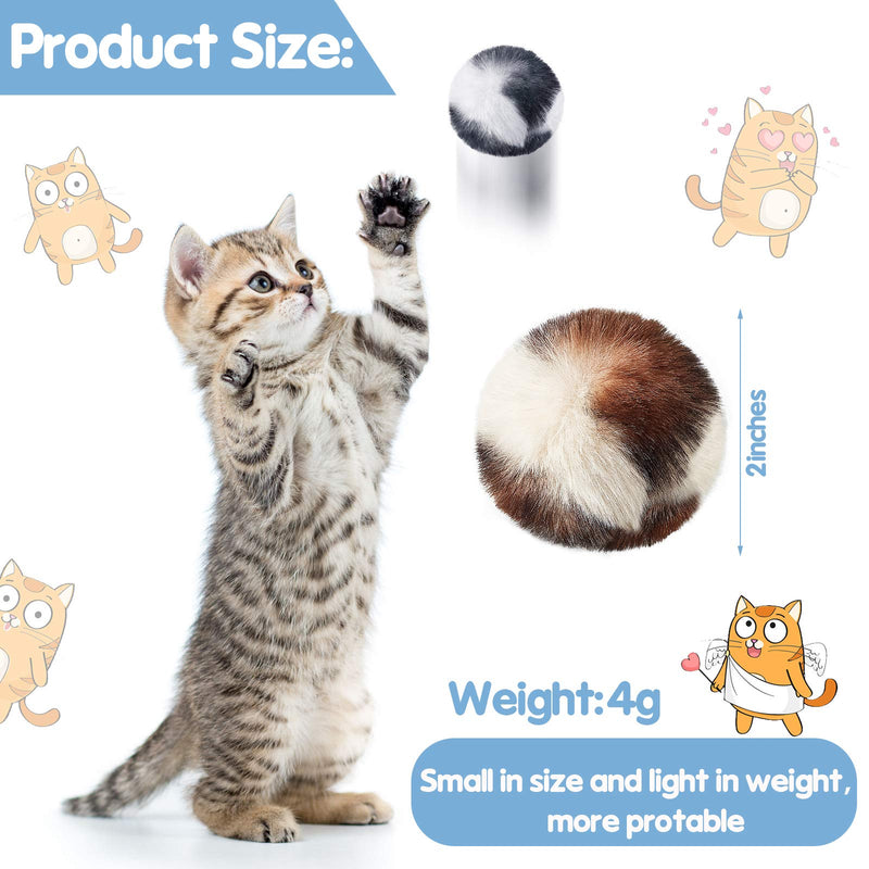 8 Pieces Large Plush Soft Ball Cat Faux Fur Patch Puff Pom Balls Cat Toy with Catnip for Playing with Your Cats,2 Inches Zebra and Leopard Style - BeesActive Australia