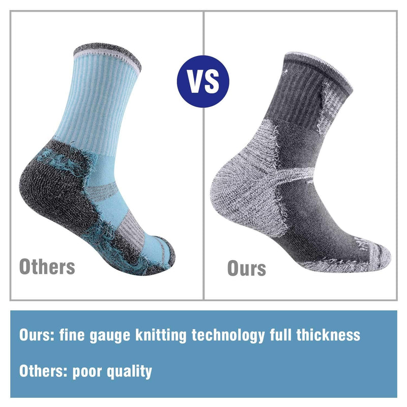Men's Hiking Walking Socks, FEIDEER Multi-pack Wicking Cushioned Outdoor Recreation Crew Socks Dark Black/Gray/Dark Gray 10-13 - BeesActive Australia