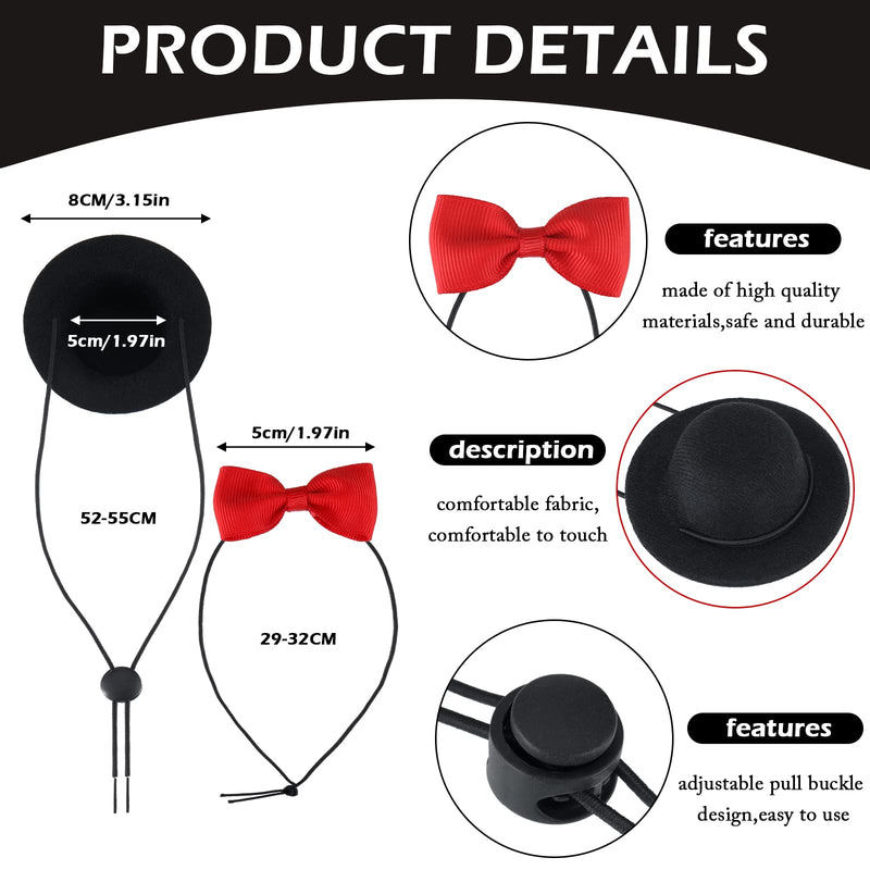 4 Sets 8 Pieces Guinea Pig Clothes Small Animal Bow Ties Pet Hats Outfit Suit Cosplay Cool Kawaii Pet Black Hat for Hamster Ferret Cat Rats Puppy Kitten Hedgehog Bearded Dragon - BeesActive Australia