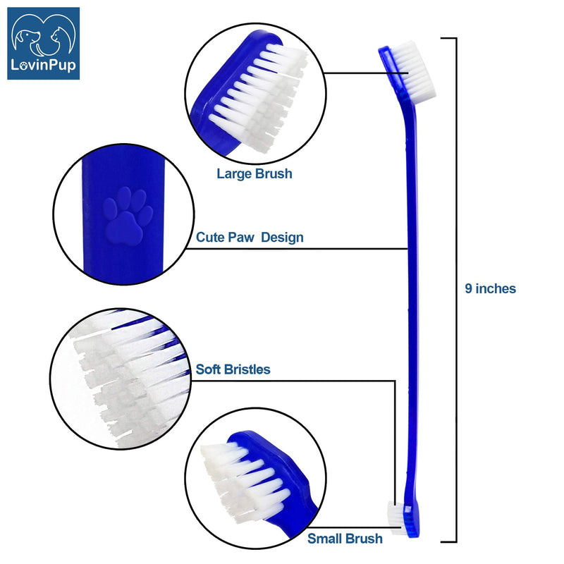 LovinPup Dog Toothbrush Pack of 2, Professional Dog and Cat Grooming Supplies, Soft Bristle Toothbrush, Double Sided Toothbruh for Large and Small Dog Teeth - BeesActive Australia