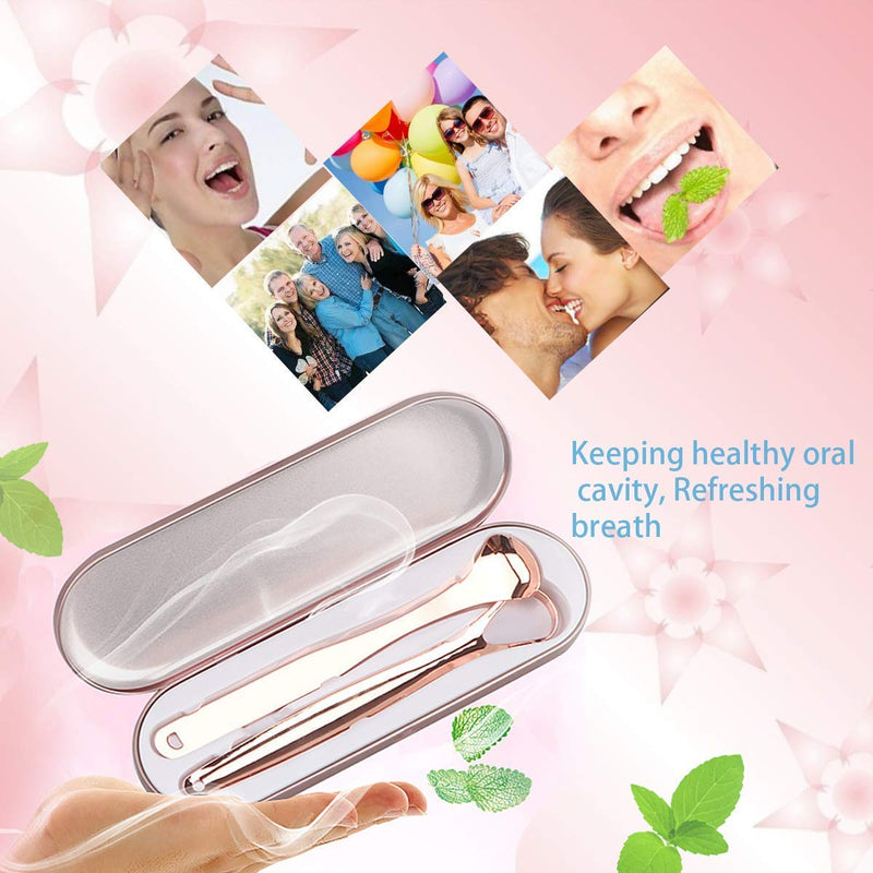 Tongue Scraper-Treatment of Dyspnea and Oral Hygiene-Tongue Cleaner Prevents Bad Breath, removes Bacteria and Natural Breath freshener (Rose Gold) - BeesActive Australia