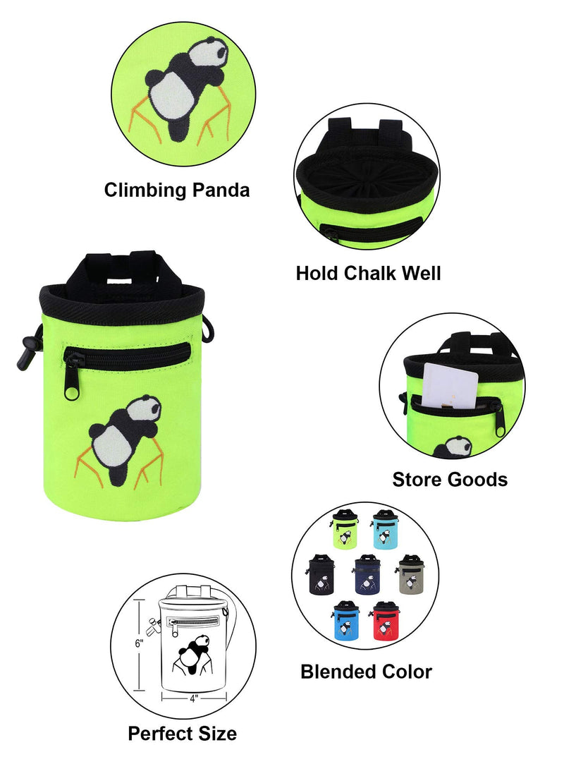 AMC Rock Climbing Panda Design Chalk Bag with Adjustable Belt 7184_Fluorescent - BeesActive Australia