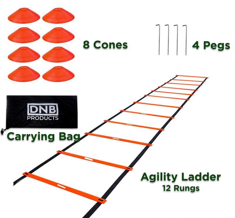 DNB PRO Agility Ladder – Workout Ladder for Athletes – Speed Agility Training Ladder with Adjustable Rung Design – Exercise Ladder for Football, Soccer, Basketball Drill Training – Carry Bag Included - BeesActive Australia