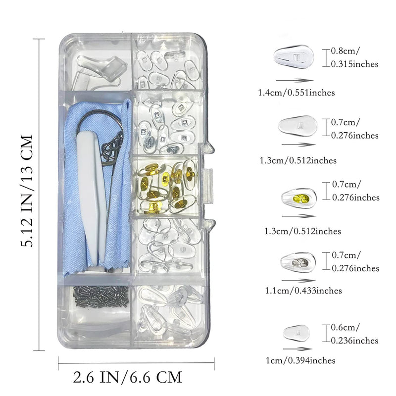 25 Pairs Glasses Nose Pads Silicone, Screw-in Nose Pad for Glasses Eyeglass Repair Kit with Screws Tweezer and Cleaning Cloth - BeesActive Australia