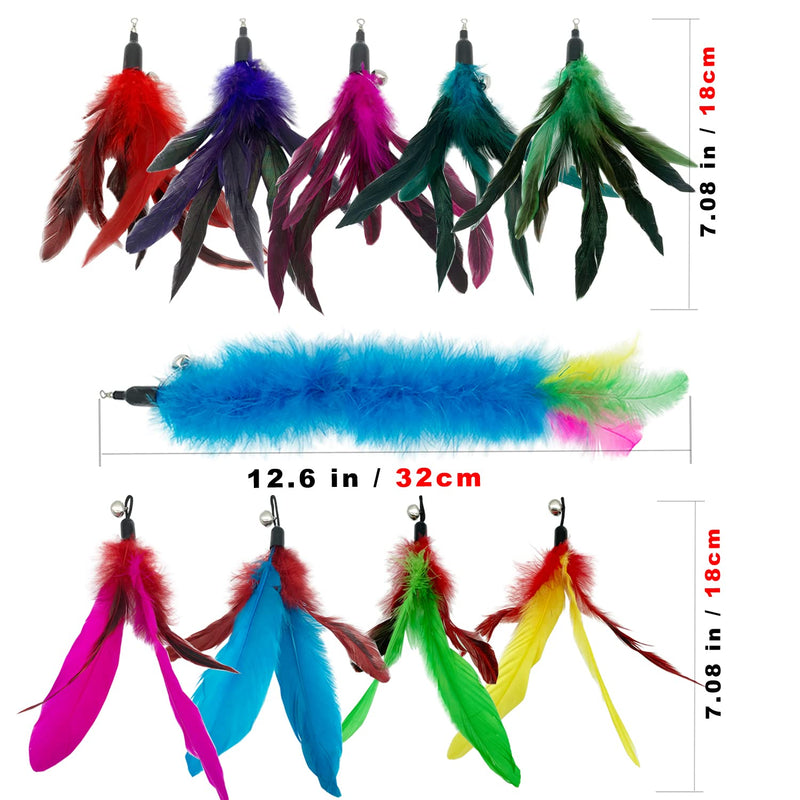 Cat Feather Toys Replacement Cat Toy Wand Refills, 10 Pieces Natural Feather Refills, Feather Replacement for Cat Wand A-10PCS Feather Refills - BeesActive Australia