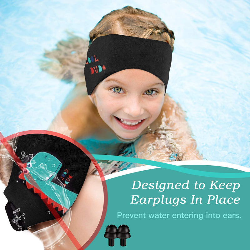 HeySplash Swimming Headband, Ear Band Swimmer Ear Protection, Elastic Neoprene Ear Guard and Hair Guard for Kids, Toddlers and Adults, Designed to Keep Water Out and Hold Earplugs in Black Small (Pack of 1) - BeesActive Australia