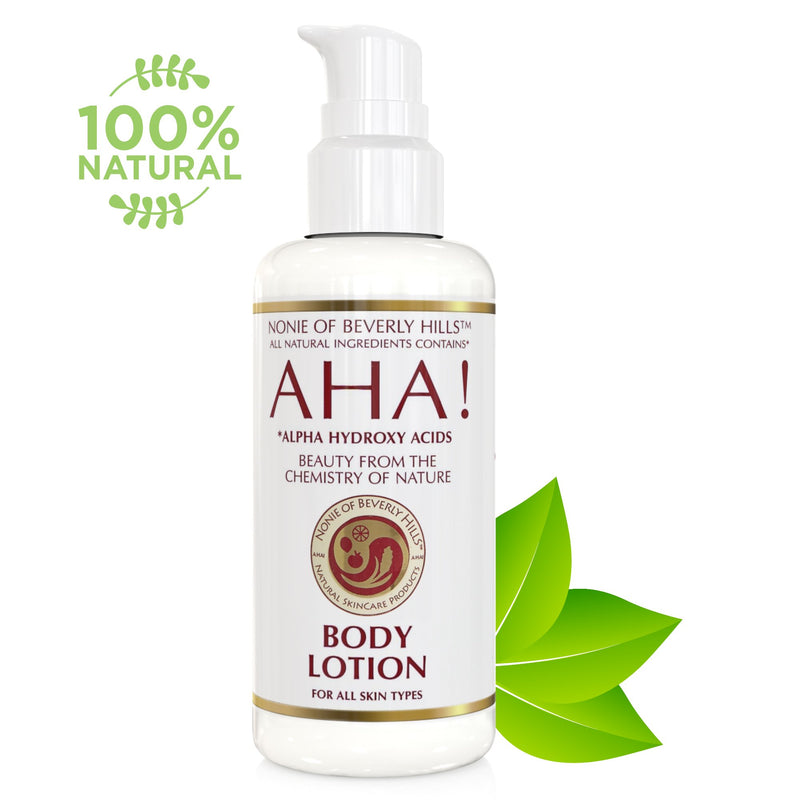 Nonie AHA All-Natural Body Lotion with Coconut Oil, Wheat Germ Oil, Citrus Mix of Lemon, Grapefruit, Orange, Bergamot & Neroli Oils; Alpha Hydroxy Acids from extracts of Bilberry, Sugar Cane, Maple Cane, Orange & Lemon Oils; Coconut Emulsifier, Orchid ... - BeesActive Australia