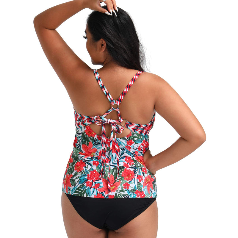 FULLFITALL Women's Plus Size Tankini Swimsuit Underwire Bathing Suits with Shorts Swimwear 210526-001 12 - BeesActive Australia