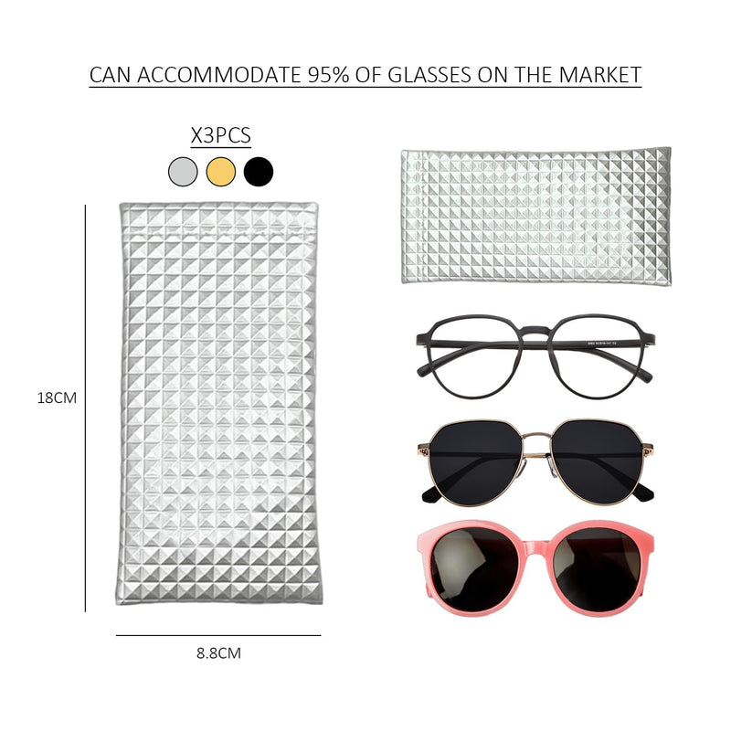 GVSAVY 3 Pieces Of Pu Leather Glasses Bags, Glasses Case, Suitable For Sunglasses, Sunglasses, Reading Glasses, Myopia Glasses, A Variety Of Colors Are Available, Suitable For Men And Women - BeesActive Australia