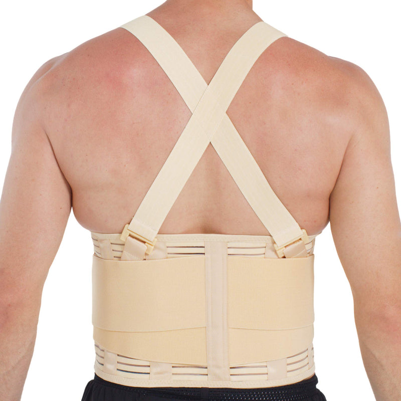 Neotech Care Adjustable Back Brace Lumbar Support Belt with Suspenders, Beige, Size M - BeesActive Australia