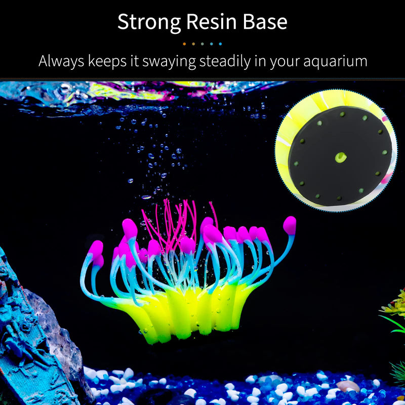 Uniclife Glowing Effect Silicone Artificial Gooseneck/Sunflower Coral Plant for Fish Tank, Aquarium Landscape Decoration, Fish Tank Decorations Yellow - BeesActive Australia
