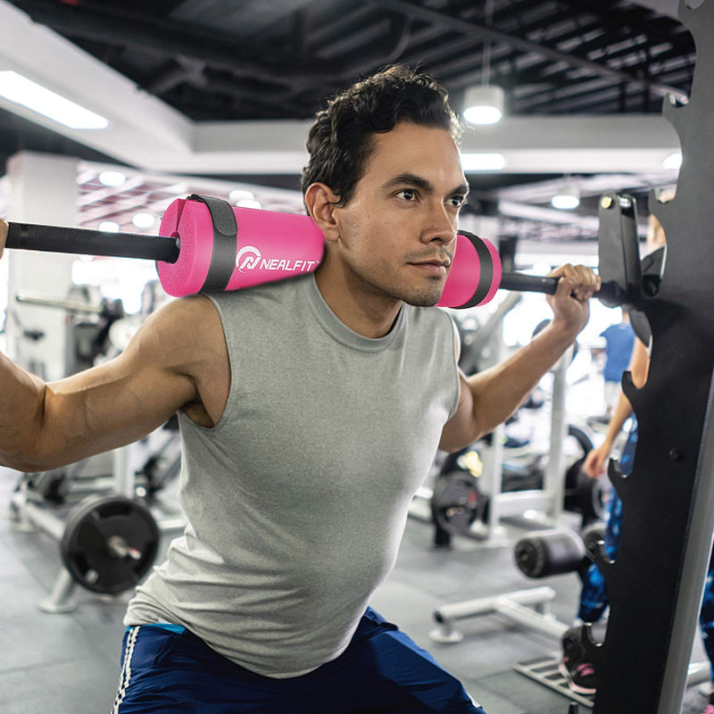 NEALFIT Barbell Pad Squat Pad for Squats—Squat Bar Pad—Great for Weightlifting,Lunges and Hip Thrusts—Foam Sponge Pad—Fit Standard and Olympic Bars Perfectly Pink - BeesActive Australia