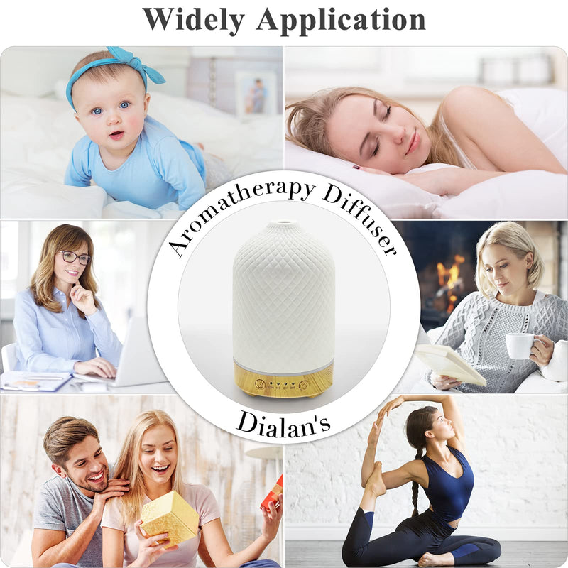 Essential Oil Diffuser Aromatherapy Air Cool Mist Diffuser 100ml Ceramic Aroma Scent Diffusers Humidifier with Auto Shut Off Ultrasonic Quiet/4 Timing Set/7 LED Lights for Home Office Sleep Lattice Wood - BeesActive Australia