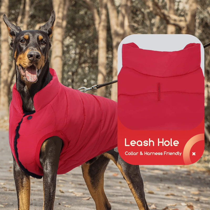 Dog Jacket, Nobleza Warm Cozy Vest Dog Winter Coat with Leash Hole, Waterproof Outdoor Pet Clothes Apparel for Puppy Small Medium Large Dog, Ideal for Cold, Wet, Windy and Snowy Weather Usage - BeesActive Australia