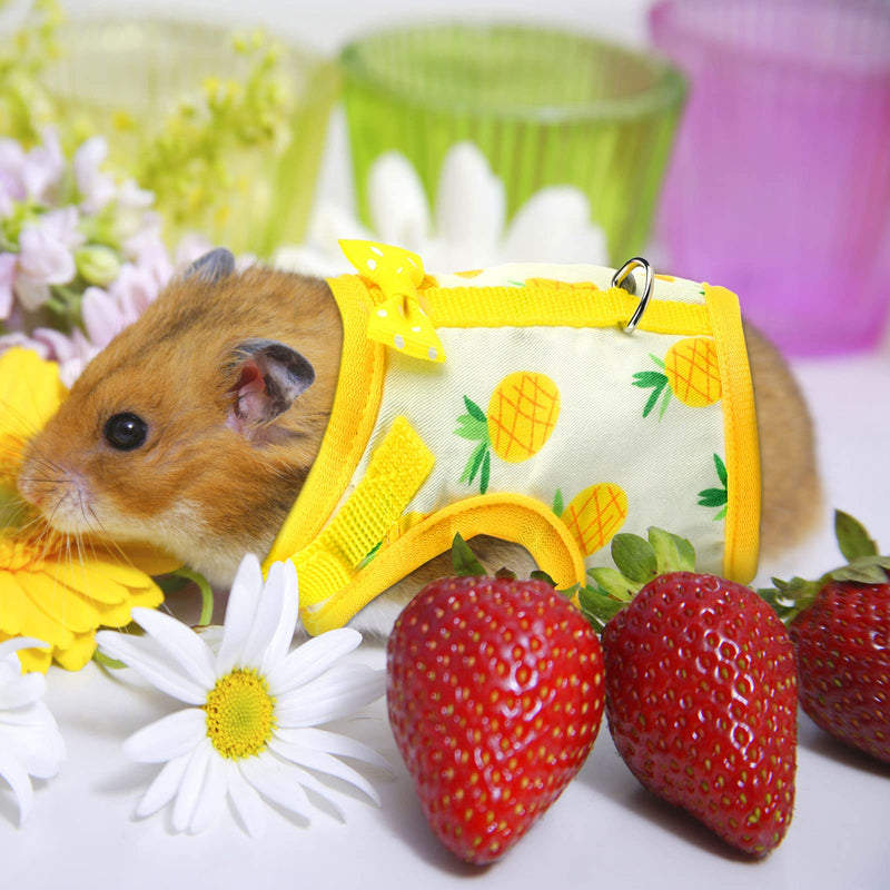 3 Pieces Guinea Pig Harness with Leash Small Pet Harness Fruit Plaid Pattern Adjustable Padded Walking Vest for Pet Hamster Ferret and Squirrel Small Animals Pineapple, Red Plaid, Strawberry - BeesActive Australia