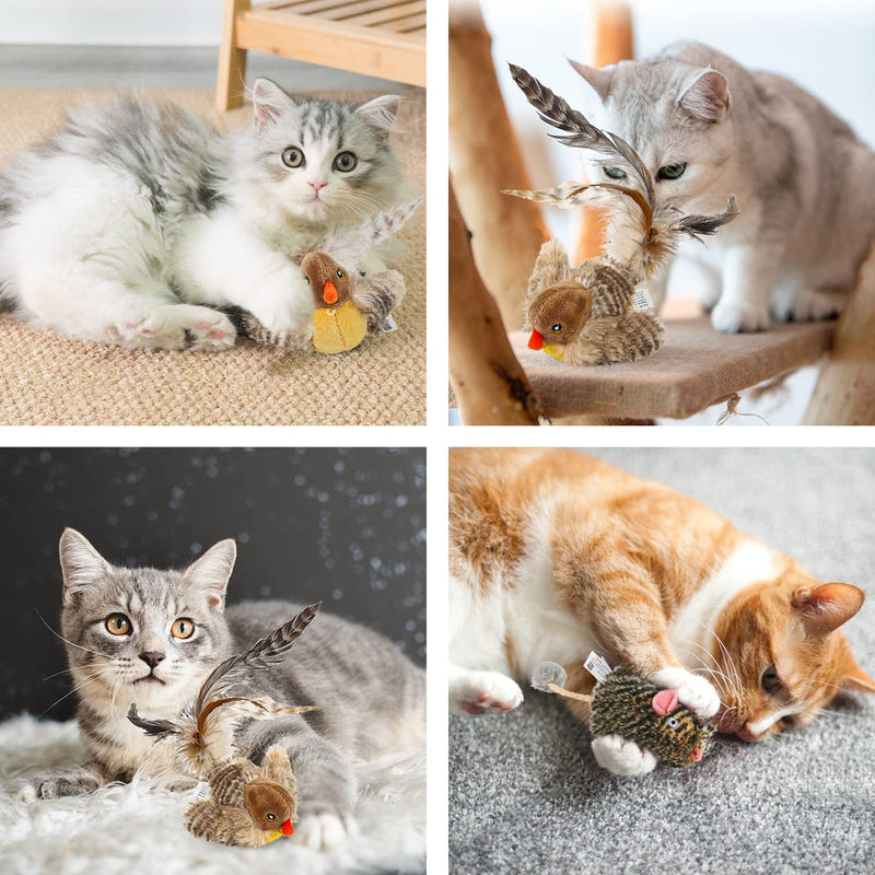 2 Pack Cat Toys for Indoor Cats Interactive Feather Toy Chirping Birds Squeaking Pet Toys Animal Sound Melody Chaser Mouse Squeak Kitten Toy for Boredom - BeesActive Australia