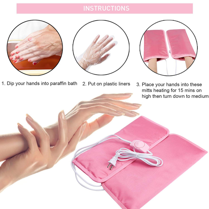 Noverlife Electric Heated Mittens Gloves for Paraffin Hand Wax Treatment, Nail Art Manicure Warmer Mittens, Beauty Therapy SPA Mitts for Women Beauty Treatment Heated Mitts - BeesActive Australia