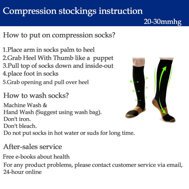 Graduated Medical Copper Compression Socks for Men & Women 8 Pairs -20-30 mmHg is Best for Running,Circulation,Athletic(Small-Medium) Small/Medium (8 Pair) 01 Black - BeesActive Australia
