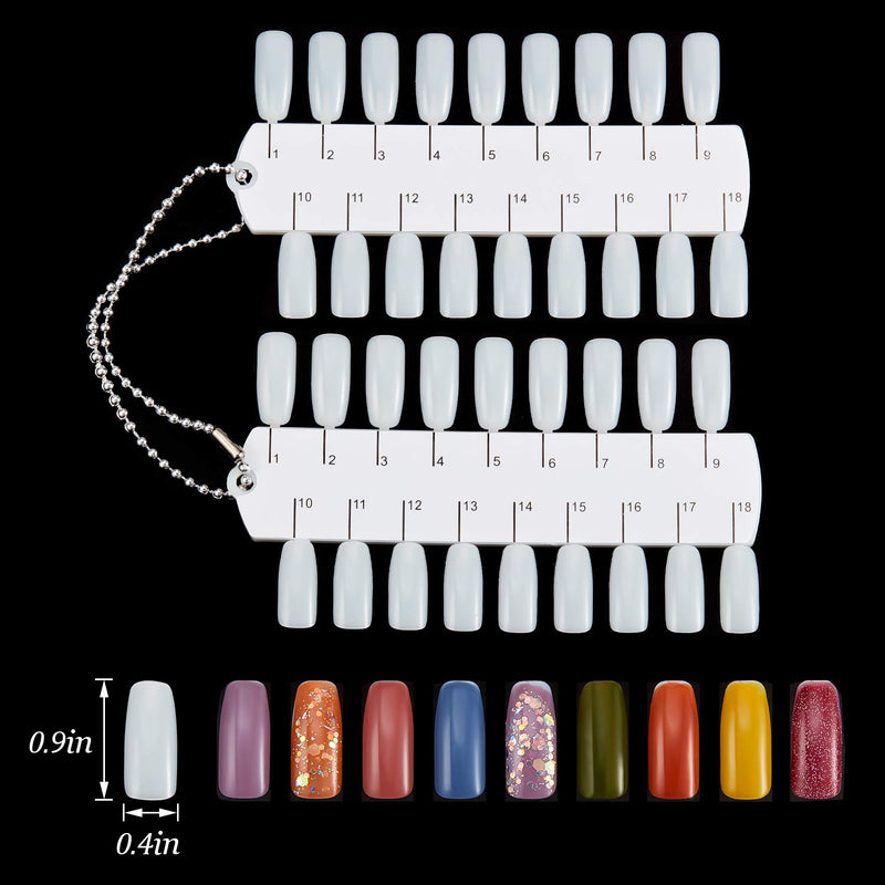 6 Sets 216 Tips Double Layer Nail Color Display Card Plastic Polish Board Nail Tips Display Palette Board with Chain for Nail Art Practice Design Training - BeesActive Australia