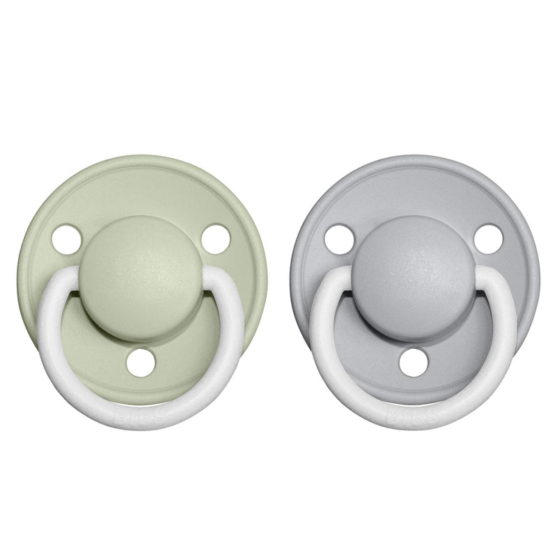 BIBS Pacifiers - De Lux Collection | BPA-Free Baby Pacifier | Made in Denmark | Set of 2 Sage Night/Cloud Night Color Premium Soothers | Size One Size - BeesActive Australia