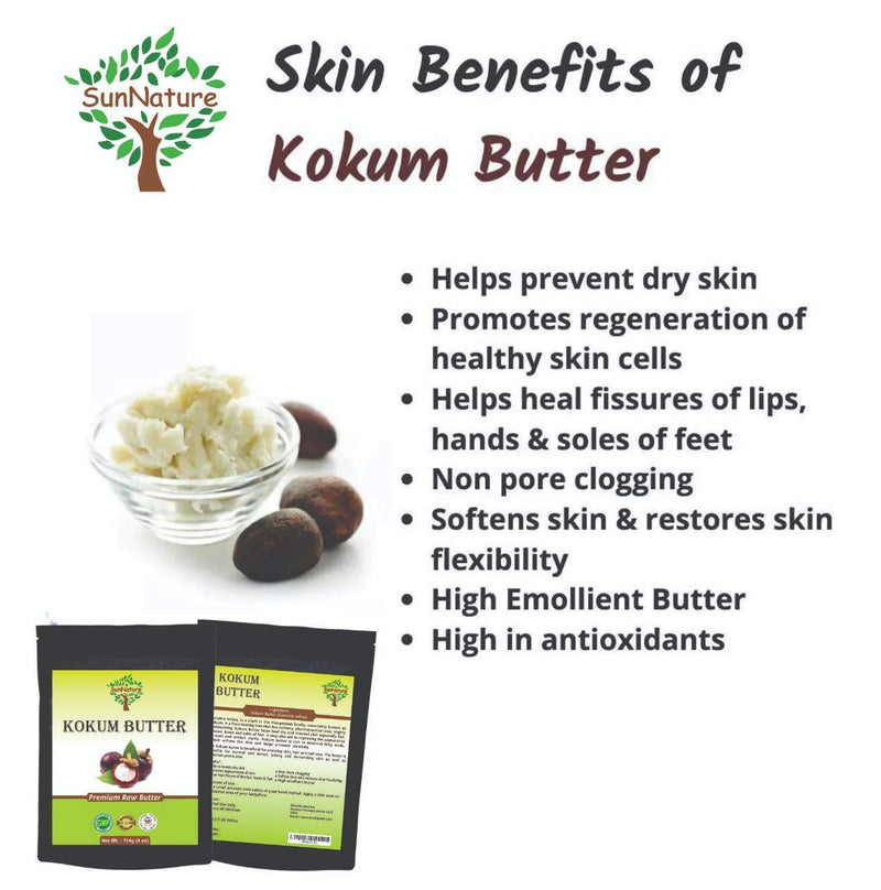 Kokum Butter - Light, Firm Butter, Use to Make Soap, Lotion Bars, Lip Balm, Body Butter - Scent-Free - by SunNature (4 Oz) - BeesActive Australia
