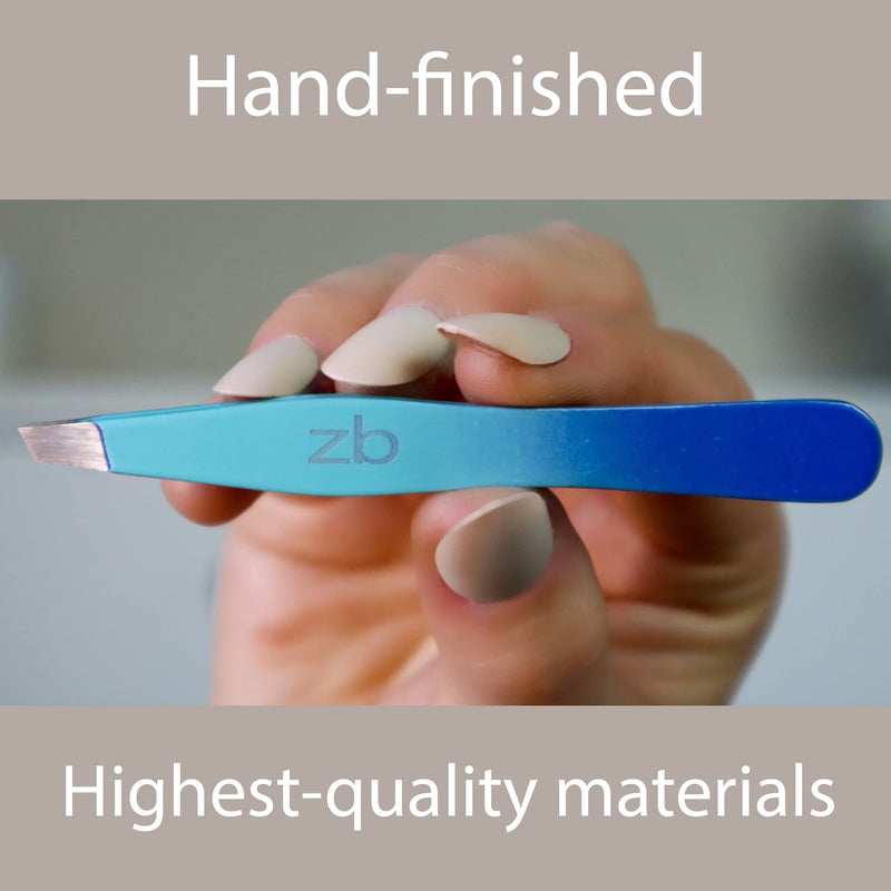 Zizzili Basics Tweezers - Limited Edition Aqua Ombré Slant Tweezer - Best Tweezers for Eyebrow, Hair Removal and Your Precision Needs - BeesActive Australia