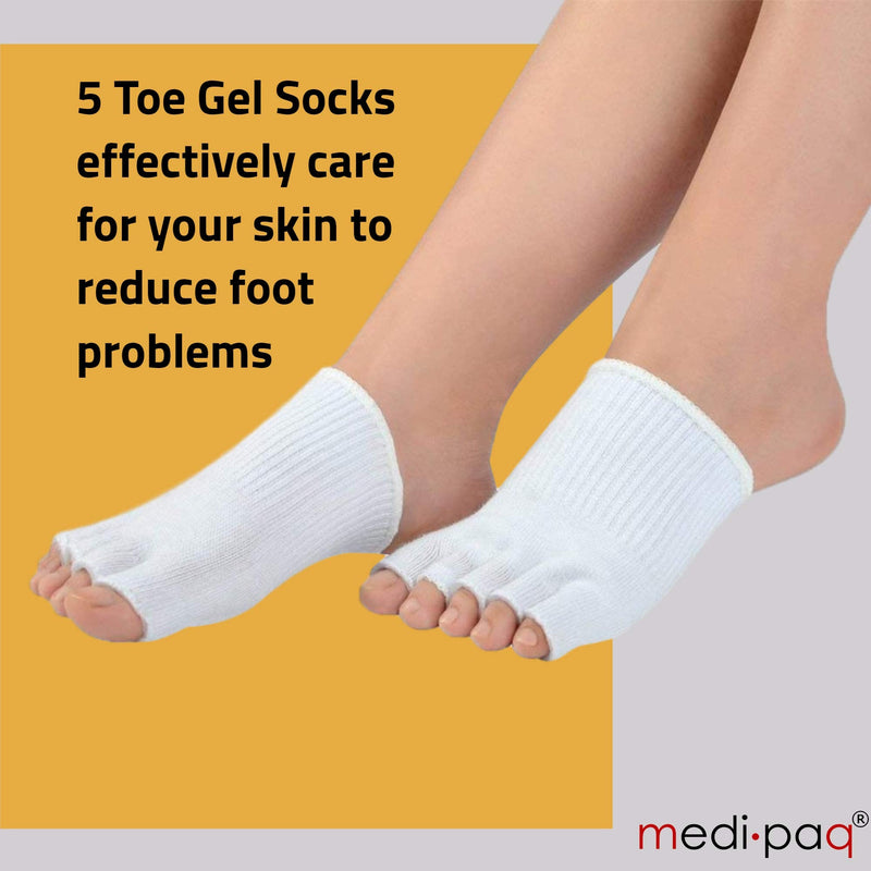 Medipaq® GEL Open Five Toe Socks - Cushion Your Feet - Moisturising to Avoid Dry Skin - Heal Athlete's Foot by Separating Toes 1x Pair - Beige - BeesActive Australia