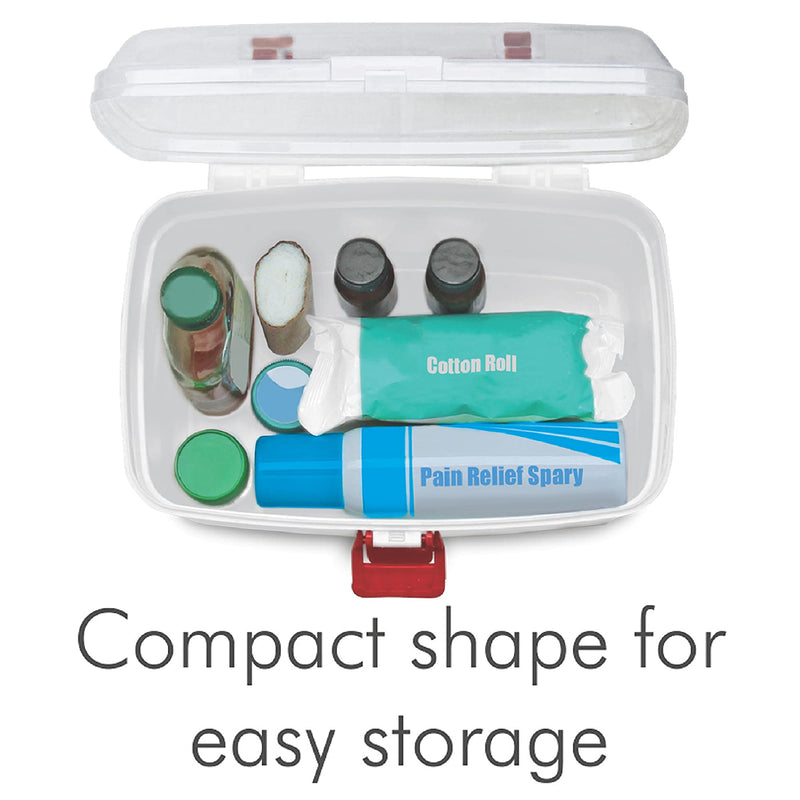 Milton Medical Box, First Aid Box with Portable Handle, Family Emergency Kit, Detachable Tray, 2 Layer Storage, Multi-Purpose Box, Emergency Medical Transparent Lid Box, Easy Accessibility, White First Aid Box-2 - BeesActive Australia