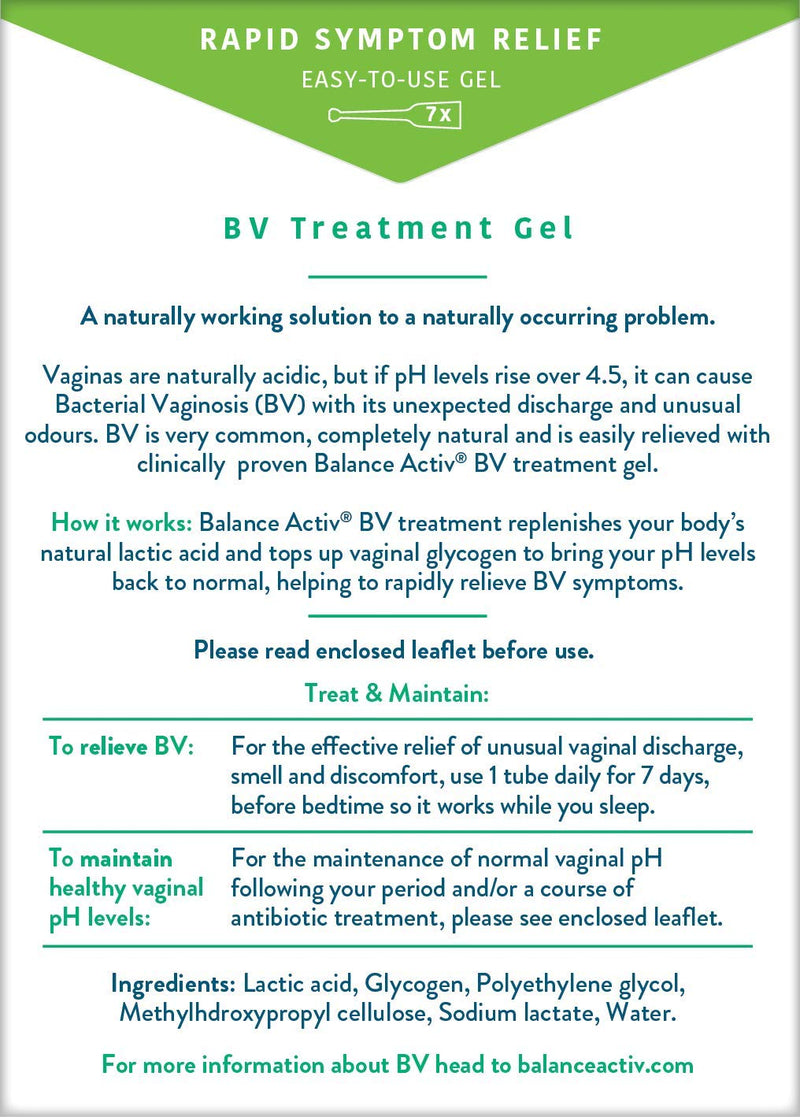 Balance Activ Gel | Bacterial Vaginosis Treatment for Women | Works Naturally to Rapidly Relieve Symptoms of Unpleasant Odour, Discomfort & Discharge Associated with BV | 3 Pack 7 Count (3 Pack) - BeesActive Australia
