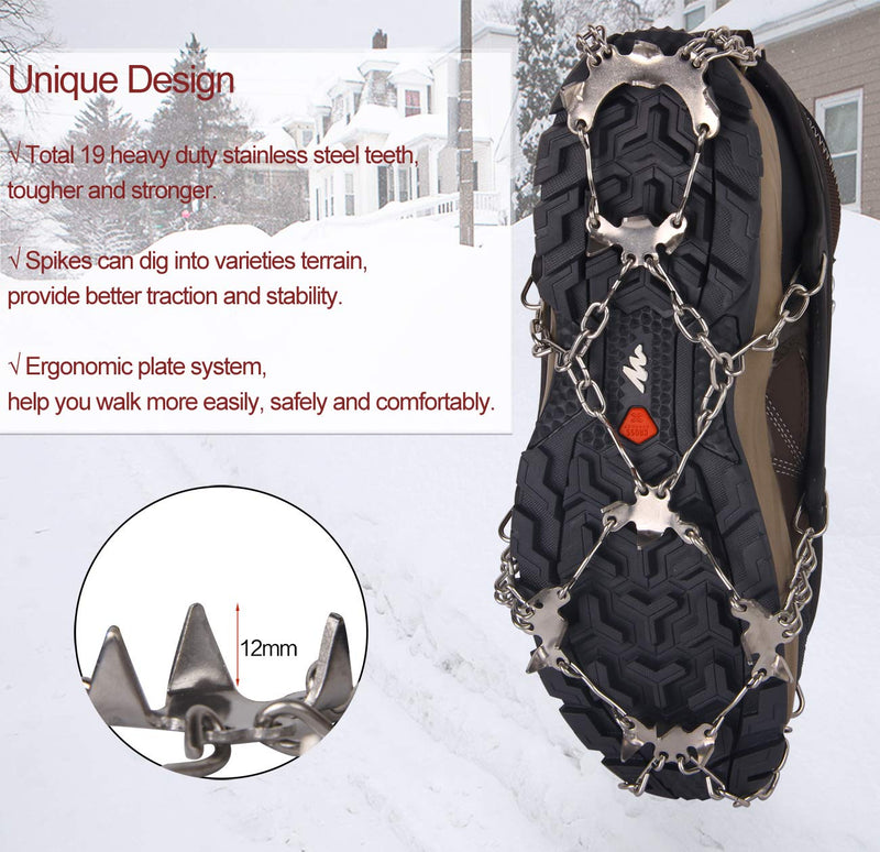 Crampons Ice Cleats for Shoes and Boots Men Women Anti Slip Snow Grips Walk Traction Cleats for Hiking Boots Snow Shoes Large - BeesActive Australia