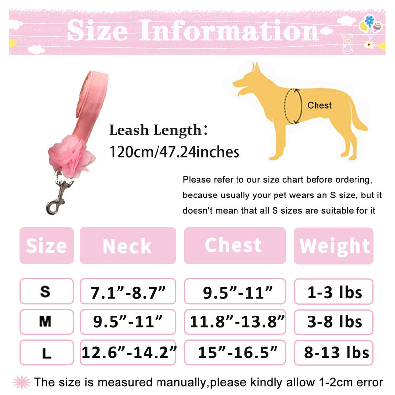 TENGZHI Small Puppy Dog Harness and Leash Set Lace Floral Soft Mesh Escape Proof Pet Vest Harness Cute Pink Puppy Cat Vest Clothes for Small Dogs Girl M (Fit 3-8 lbs; Chest 11.8-13.8") - BeesActive Australia