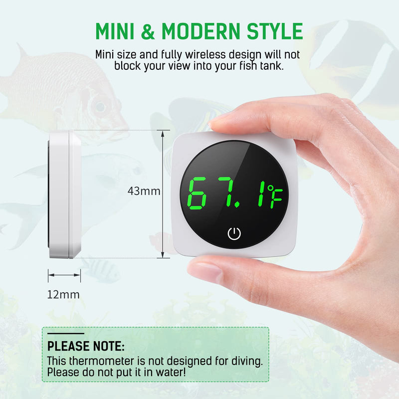 Digital Aquarium Thermometer, PAIZOO LED Display Thermometer for Aquarium Fish Tank, High Accurate to ±0.9°F, Touch & Sleep Mode, Thermometer with Temperature Sensor on The Back for Fish, Turtles - BeesActive Australia