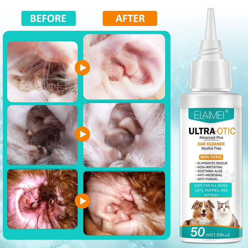 Bieyoc Dog Ear Cleaner(1.69 oz),Dog Ear Infection Treatment,Dog Ear Cleaner Solution,Ear Cleaner for Dogs and Cats,Pet Dog Cat Ear Wash Cleaner,to Dissolve Ear Wax & Remove Odor - BeesActive Australia
