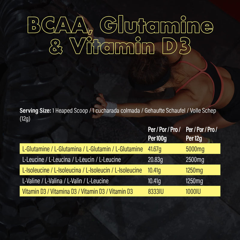 NXT Nutrition BCAA, Glutamine & Vitamin D | BCAAs Amino Acids with Vitamin D3 and L-Glutamine - for Recovery, Gut Health and Muscle Protein Synthesis | 360g - 30 Servings (Pineapple) - BeesActive Australia