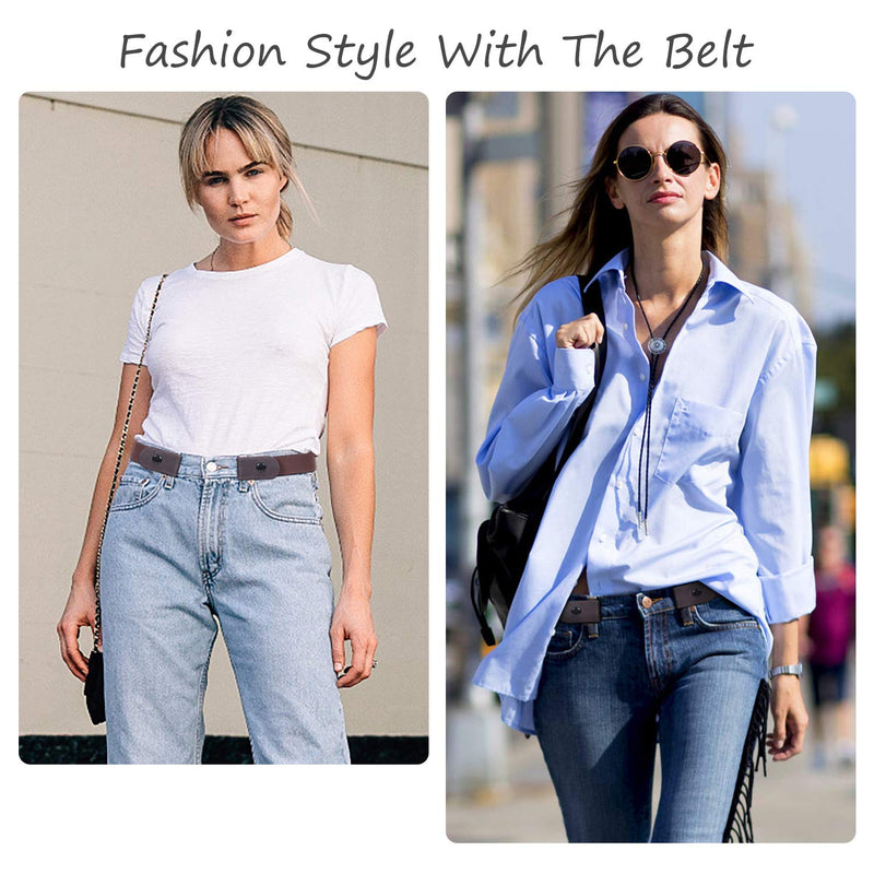 WERFORU No Buckle Belt for Women and Men Buckle Free Belt Plus Size for Jeans Pants 2 Pack/3 Pack/4 Pack 08-black+coffee(no Nickle/Metal) Pants Size 34"-48" - BeesActive Australia