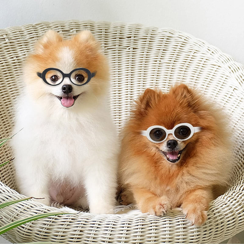 Retro Oval Small Dogs Cats Eye Wear Party Favors Pet Sunglasses Set Cute Funny Cosplay Dolls Costume Photo Props - BeesActive Australia