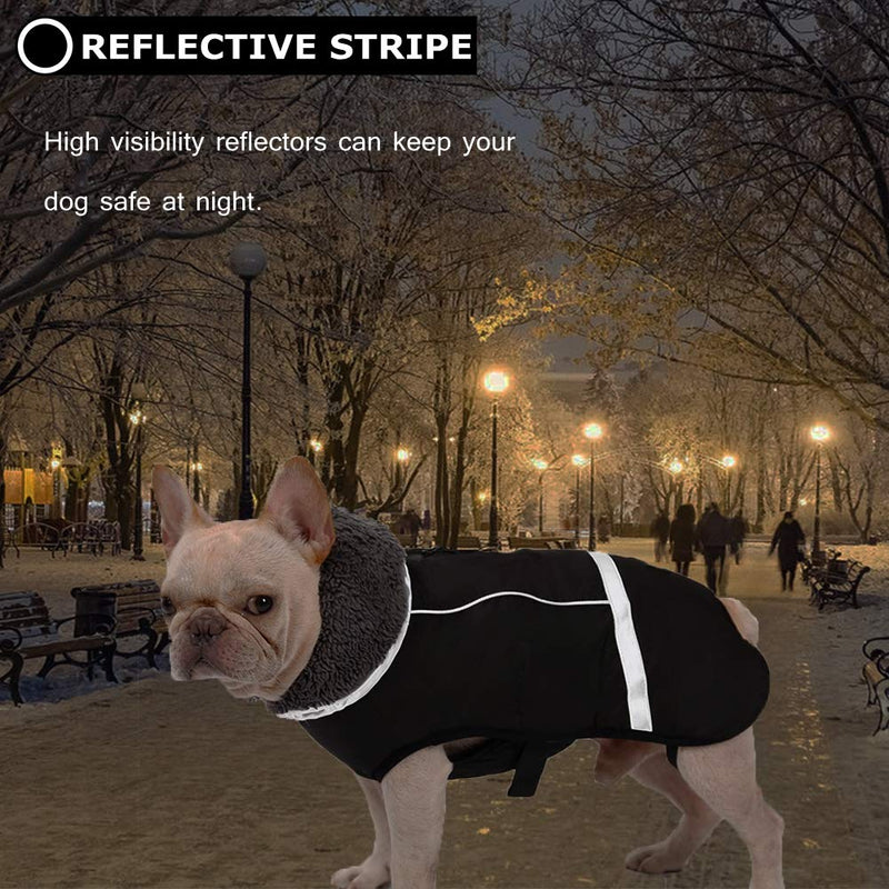 Warm Dog Coat Reflective Dog Winter Jacket，Waterproof Windproof Dog Turtleneck Clothes for Cold Weather, Thicken Fleece Lining Pet Outfit，Adjustable Pet Vest Apparel for Small Medium Large Dogs X-Large（Pack of 1） Black - BeesActive Australia