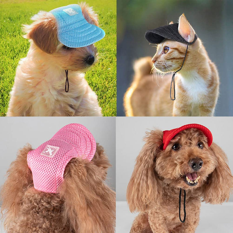 leconpet Mesh Baseball Pet Caps with Ear Holes Adjustable Comfortable Dog Hats for Small Medium and Large Dogs Cat Cap Black - BeesActive Australia