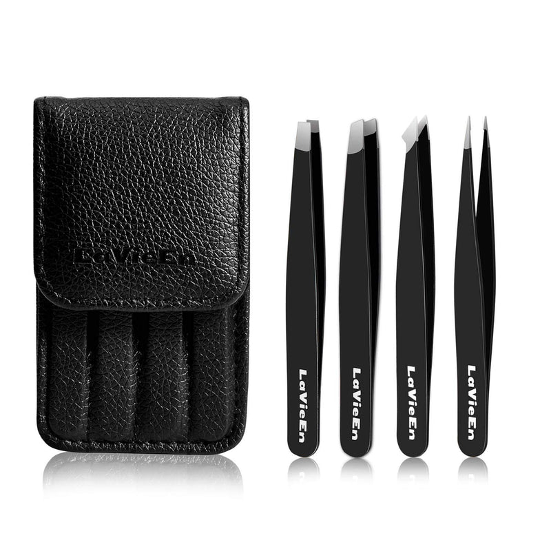 LaVieEn 9 in 1 Manicure Set with Canvas Case, Travel Grooming Set for Women and Men, Nail Clippes Set, Tweezers Set and Beauty Scissors for Nail Care and Facial Care (Dark Blue-Black) Dark Blue-Black - BeesActive Australia