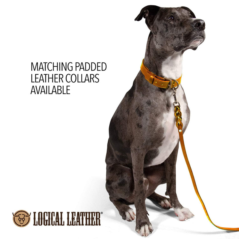 Logical Leather 6 Foot Braided Dog Leash - Heavy Duty Full Grain Leather Lead; Best for Training Orange - BeesActive Australia
