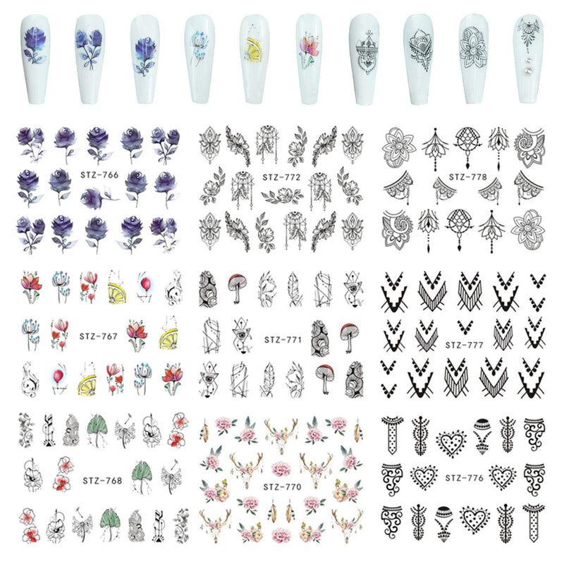 43pcs Butterfly Flower Nail Sticker Set for DIY Nails, Comes with 30 Sheet Butterfly Nail Sticker, 13 Sheet Flower Nail Decal, Cute Nail Designs for Girls Teens Woman 40pcs Butterfly & Flowers - BeesActive Australia